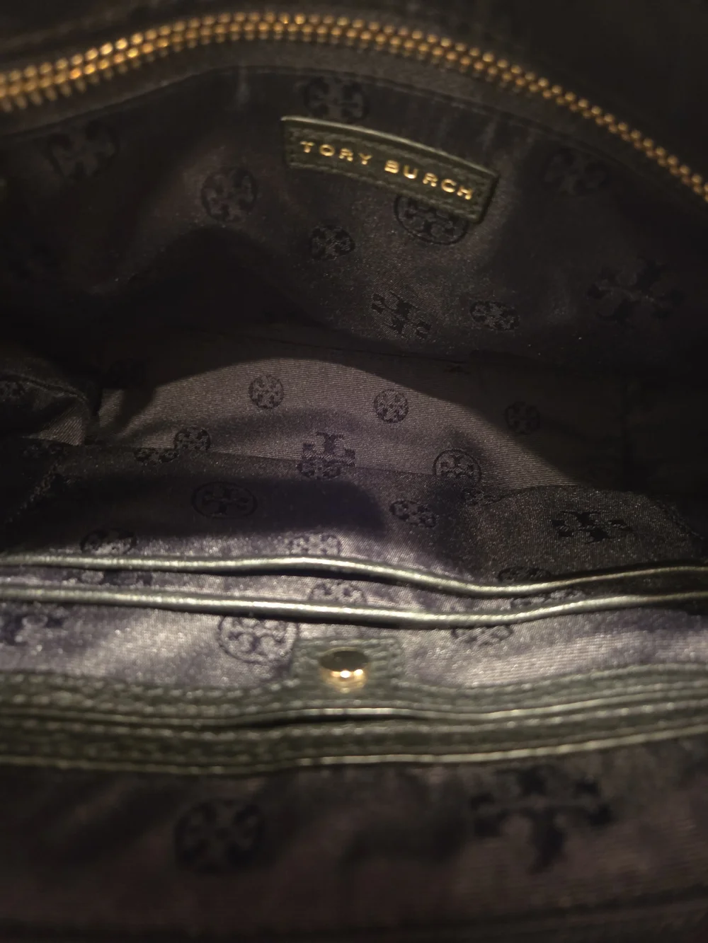 Tory Burch Black Pebbled Leather Satchel and Matching Wallet